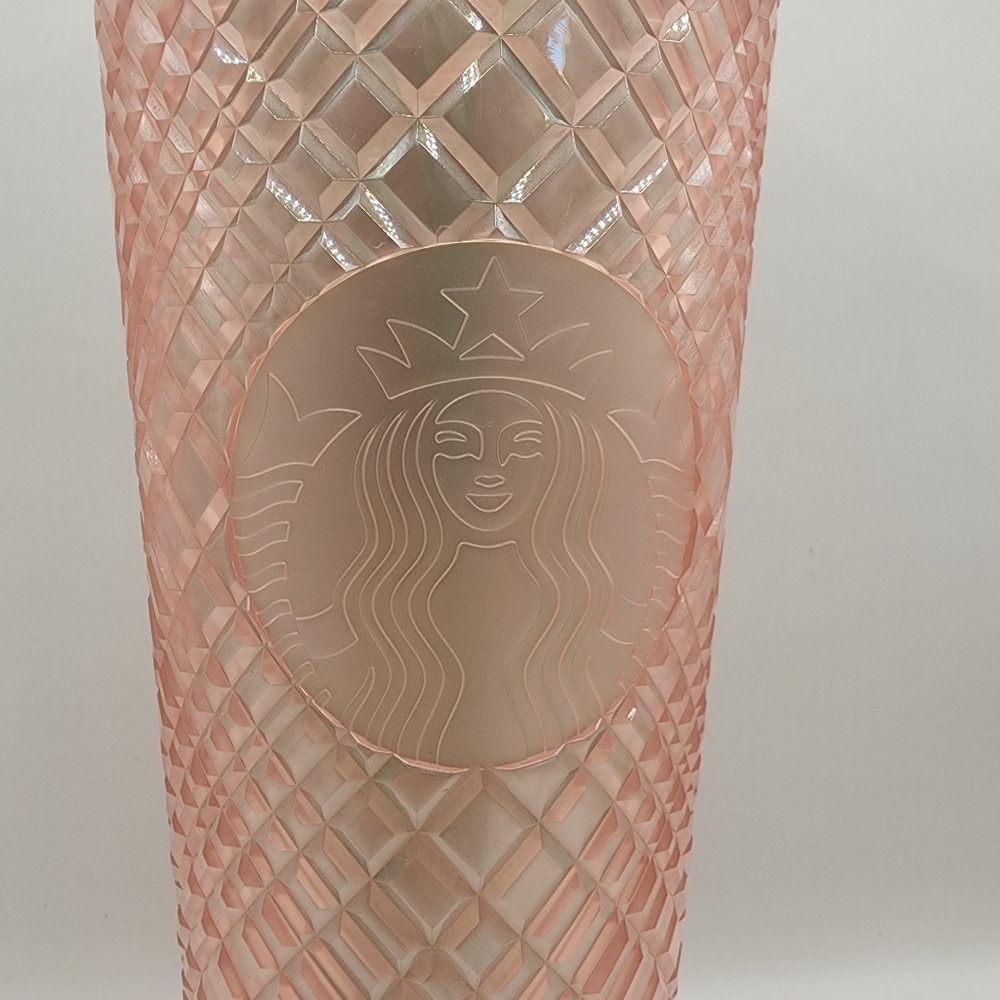 🍉Starbucks 2023 Pearl Pink Green Venti Tumbler 24 oz Jeweled Grid - Nice! - Picture 2 of 6